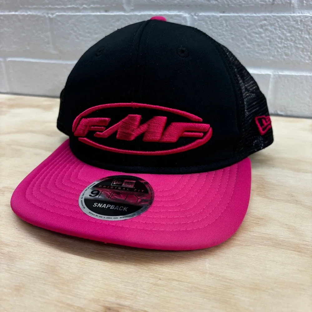 FMF Hat Cap Snap Back Womens Pink‎ Black Trucker Racing Dirt Biking Adjustable